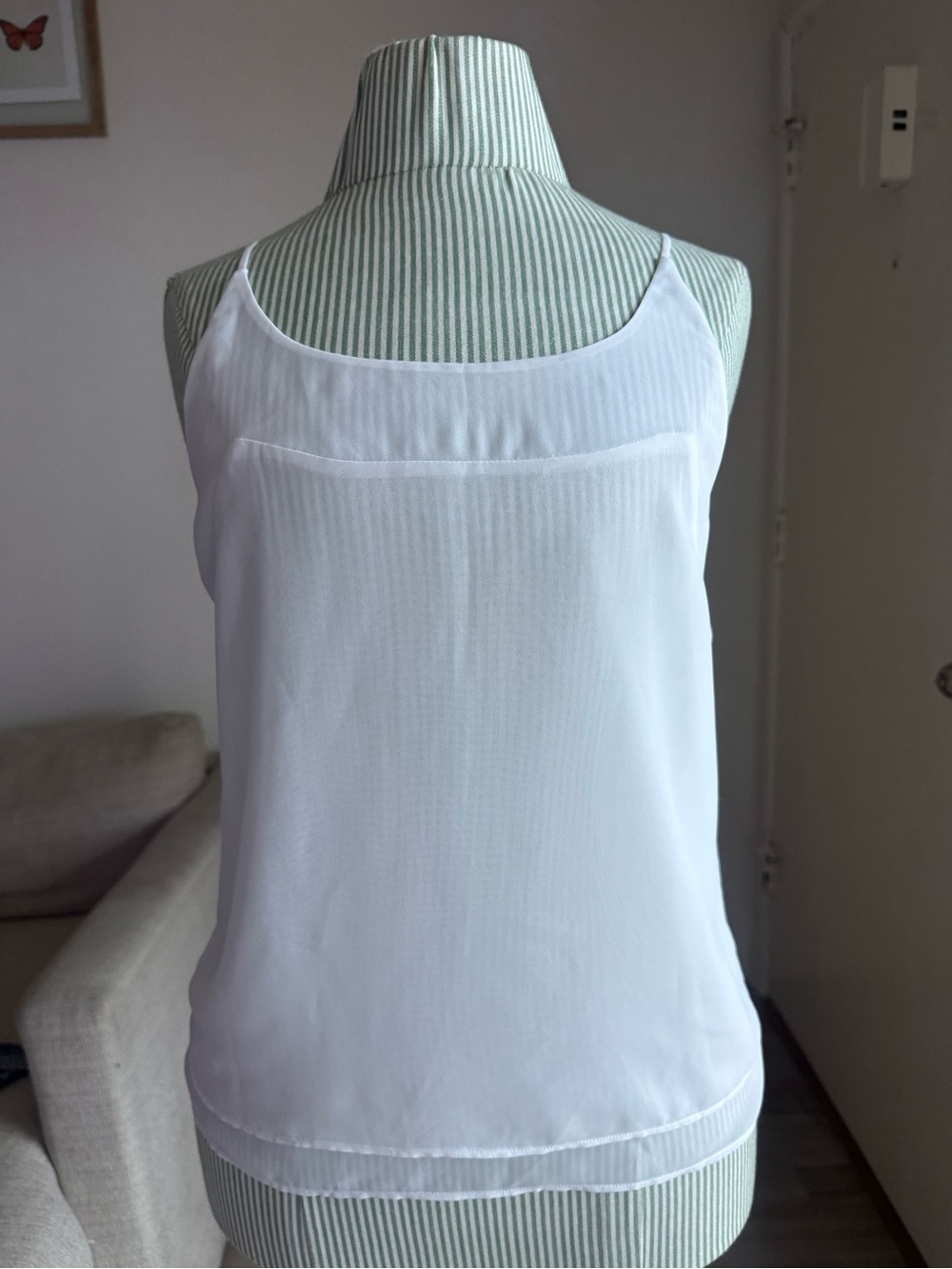 J Brand White Sheer Spaghetti Strap Camisole